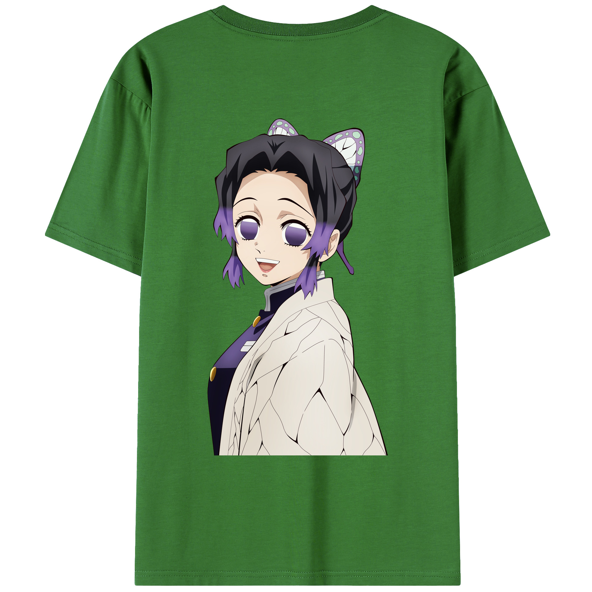 （画像用） 鬼滅の刃（きめつのやいば）蟲柱-胡蝶 しのぶ／こちょう しのぶ Kochou Shinobu レディース半袖Tシャツ(バックプリント)